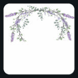 Lavender och Eucalyptus Fyrkantigt Klistermärke<br><div class="desc">En elegant- och vintage som innehåller eukalyptus och lavender som är målade i romantiska vattenfärger.</div>