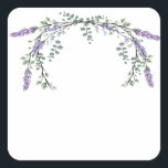 Lavender och Eucalyptus Fyrkantigt Klistermärke<br><div class="desc">En elegant- och vintage som innehåller eukalyptus och lavender som är målade i romantiska vattenfärger.</div>
