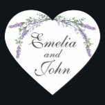 Lavender och Eucalyptus Hjärtformat Klistermärke<br><div class="desc">En elegant- och vintage som innehåller eukalyptus och lavender som är målade i romantiska vattenfärger.</div>