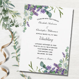 Lavender och Eucalyptus Lila Greenery Bröllop Inbjudningar