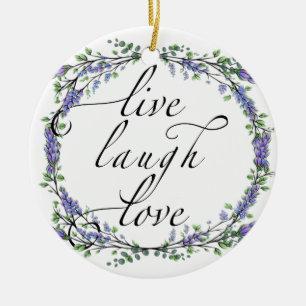 Lavender och Eucalyptus Live Laugh Kärlek Julgransprydnad Keramik