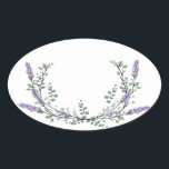 Lavender och Eucalyptus Ovalt Klistermärke<br><div class="desc">En elegant- och vintage som innehåller eukalyptus och lavender som är målade i romantiska vattenfärger.</div>