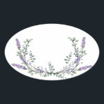 Lavender och Eucalyptus Ovalt Klistermärke<br><div class="desc">En elegant- och vintage som innehåller eukalyptus och lavender som är målade i romantiska vattenfärger.</div>