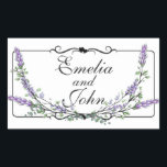 Lavender och Eucalyptus Rektangulärt Klistermärke<br><div class="desc">En elegant- och vintage som innehåller eukalyptus och lavender som är målade i romantiska vattenfärger.</div>