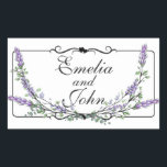Lavender och Eucalyptus Rektangulärt Klistermärke<br><div class="desc">En elegant- och vintage som innehåller eukalyptus och lavender som är målade i romantiska vattenfärger.</div>