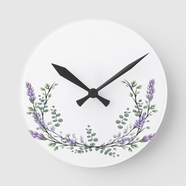 Lavender och Eucalyptus Rund Klocka (Framsida)