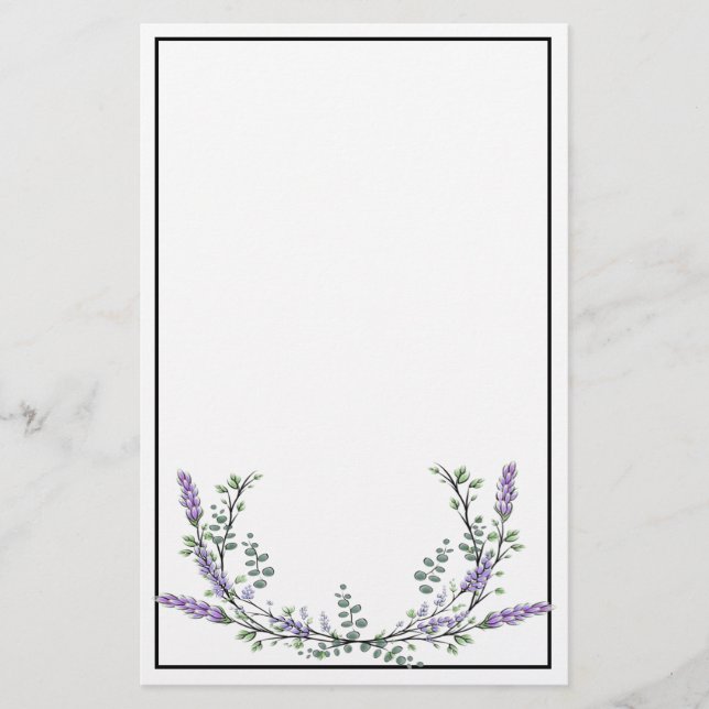 Lavender och Eucalyptus Stationery Brevpapper (Framsida)