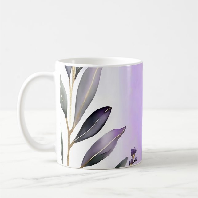 Lavender och Eucalyptus Watercolor Kaffemugg (Vänster)