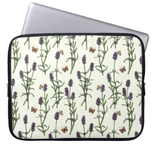 Lavender och fjärilar på benvit laptop fodral
