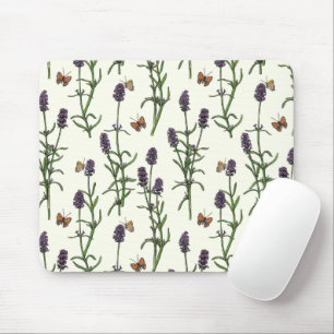 Lavender och fjärilar på benvit musmatta