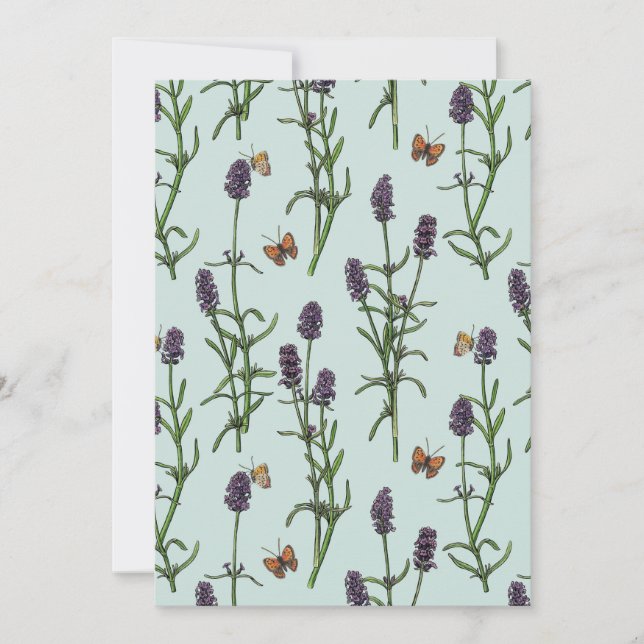 Lavender och fjärilar på havsglas (Framsida)