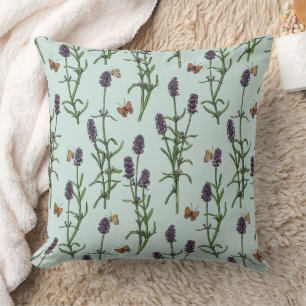 Lavender och fjärilar på havsglas kudde