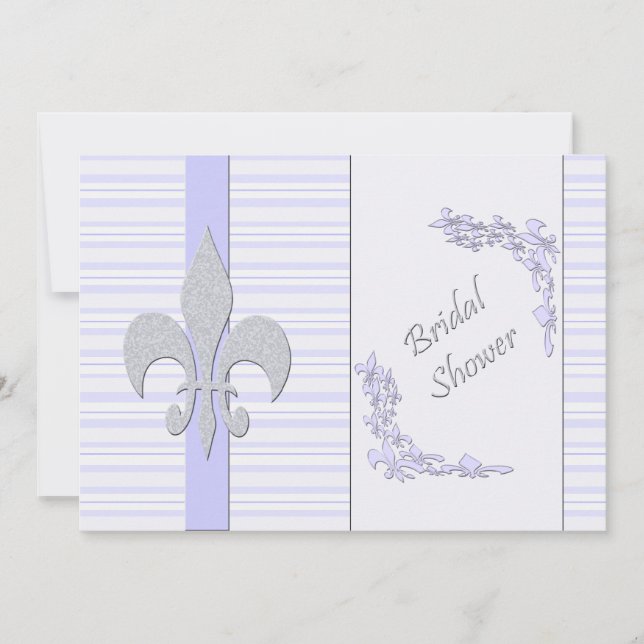 Lavender och Grått Fleur de Lis Möhippa Inbjudningar (Framsida)