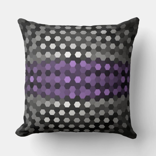Lavender och Grått Hexagons Mönster Kudde (Framsida)