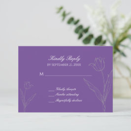 Lavender och Grått Minimalist Tulip Bröllop OSA Kort