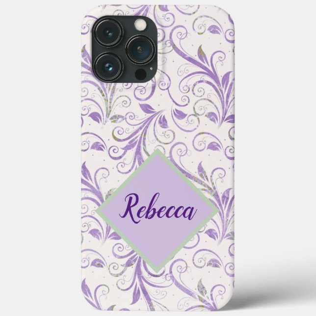 Lavender och Grönt Iphone case, personlig (Baksida)