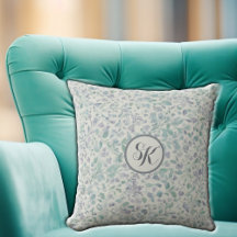 Lavender och Grönt Löv Mongram Dekorativ kudde