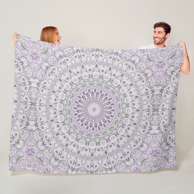 Lavender och Grönt Mandala Mönster Design Fleecefilt (På plats)