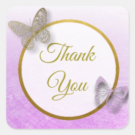 Lavender och Guld Butterfly Tack Stickers Fyrkantigt Klistermärke