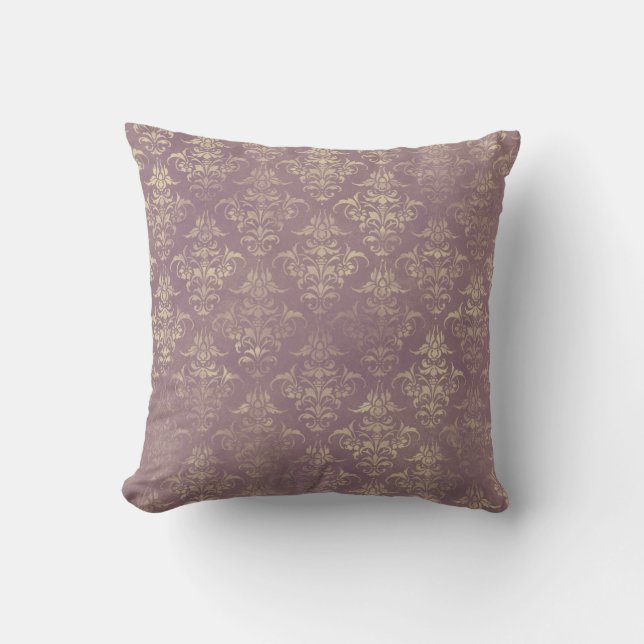Lavender och Guld Damask Kudde (Framsida)