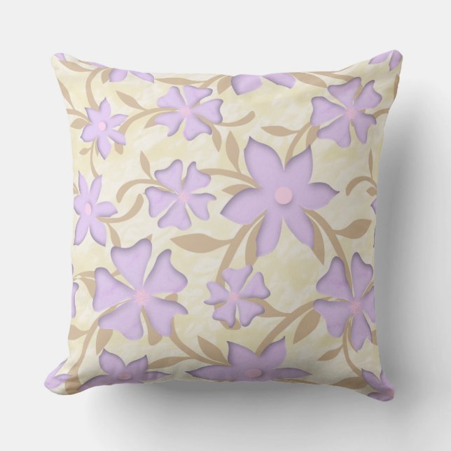 Lavender och Guld Flower Mönster Kudde (Framsida)