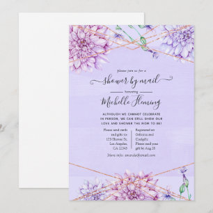 Lavender och Guld Geometric Baby Shower med post Inbjudningar