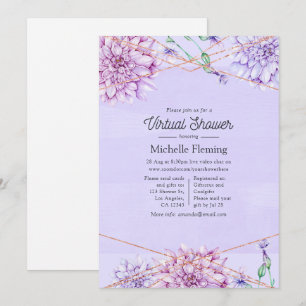 Lavender och guld geometrisk virtuell baby shower inbjudningar