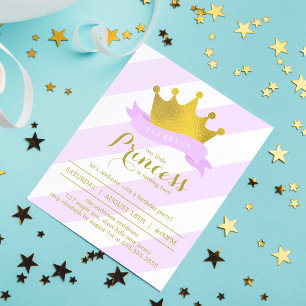 Lavender och Guld Princess Födelsedagsfest Inbjudningar