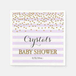 Lavender och Guld Rand Confetti Flicka Shower Pappersservett