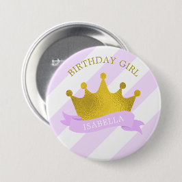 Lavender och Guld Tiara "Birthday Girl" Knapp