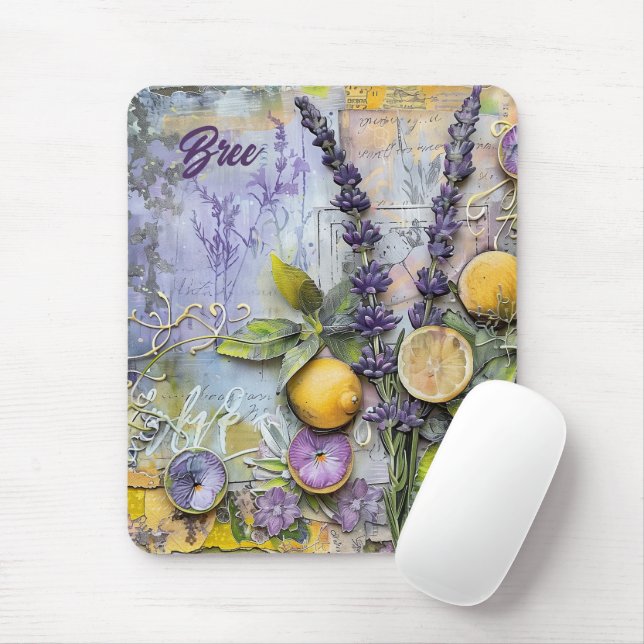 Lavender och Lemons Watercolor Musmatta (Med mus)
