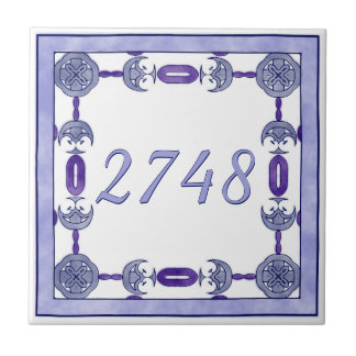Lavender och Lila Small House Number Kakelplatta