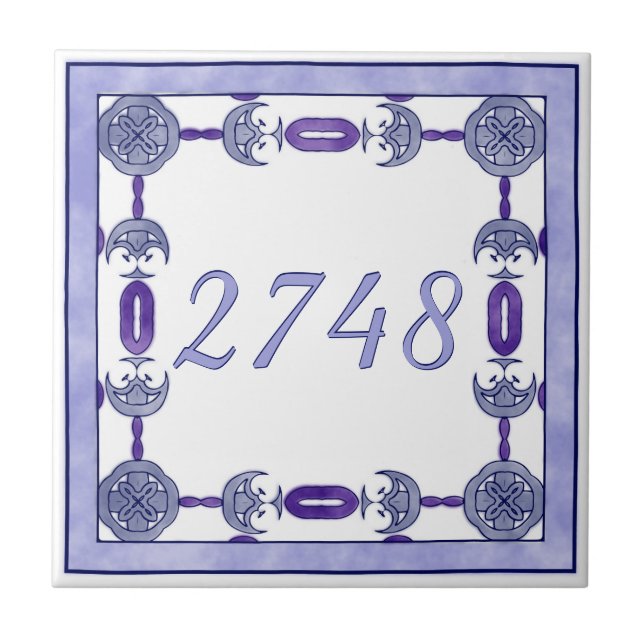 Lavender och Lila Small House Number Kakelplatta (Framsidan)