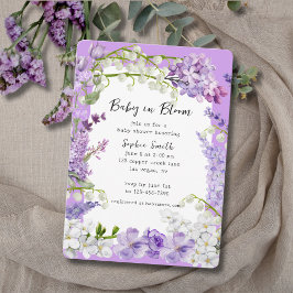 Lavender och Lilac Boho Baby in Bloom Baby Shower Inbjudningar