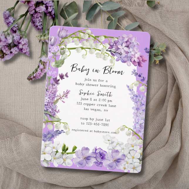 Lavender och Lilac Boho Baby in Bloom Baby Shower Inbjudningar (Skapare uppladdad)