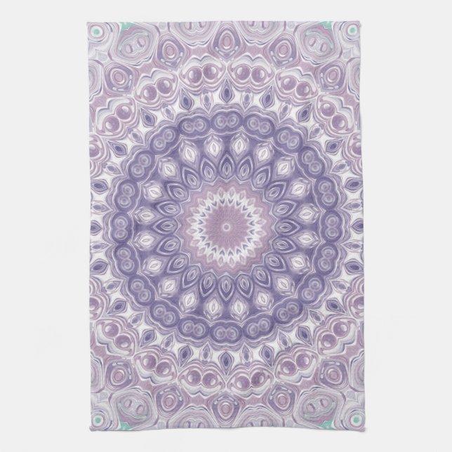Lavender och Lilac Mandala Mönster Kökshandduk (Vertikal)