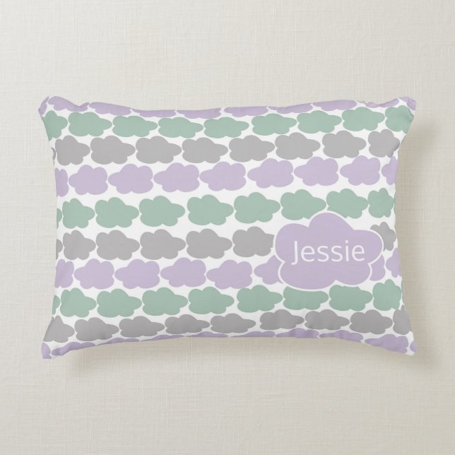 Lavender och Mint Clound Pillow for Girl Prydnadskudde (Framsidan)
