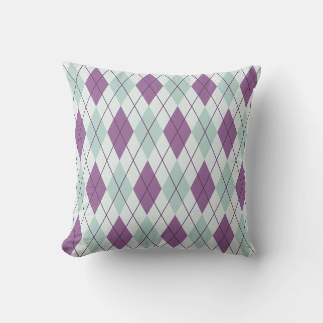 Lavender och Mint Grönt Argyle accent Cushions Kudde (Framsida)