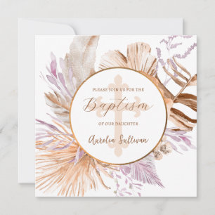 Lavender och Peach Bouquet Baptism Inbjudningar
