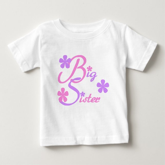 Lavender och Rosa Big Sister Tshirts och Gifts (Framsida)