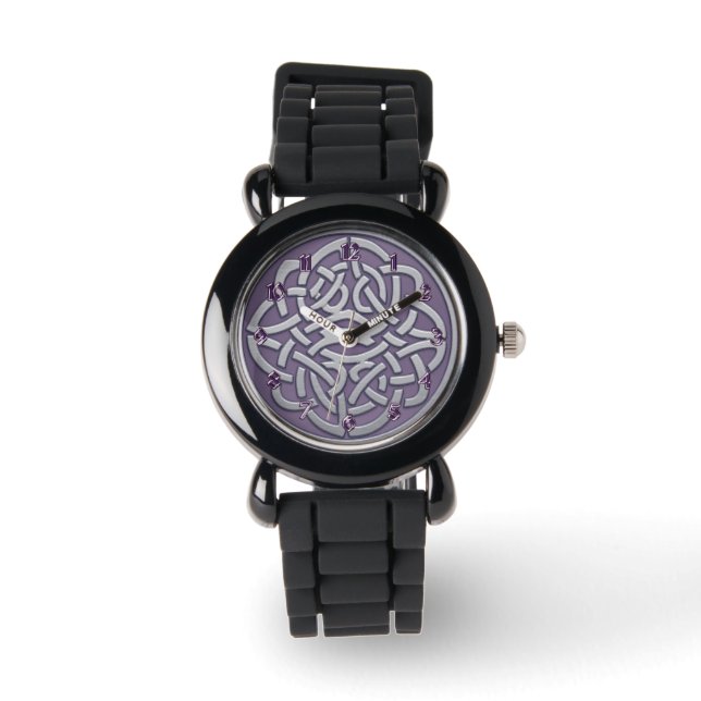 Lavender och Silver Glitter Celtic Knot Watch Armbandsur (Framsida)
