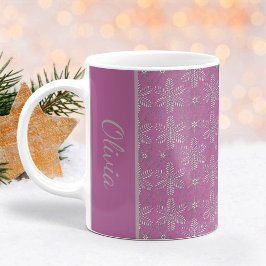 Lavender och Silver Snöflingor jul Mugg