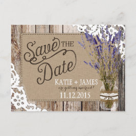 Lavender och Snöre Rustic Wood Planks Spara datume Meddelande Vykort