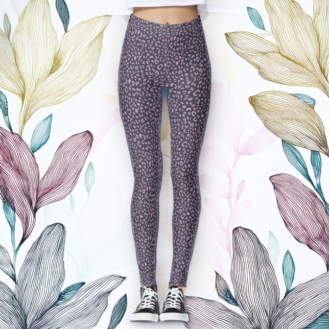 lavender och svart leopard print Leggings (Skapare uppladdad)