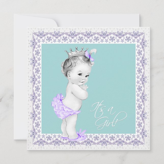 Lavender och Teal Blue Baby Shower Inbjudningar (Framsida)