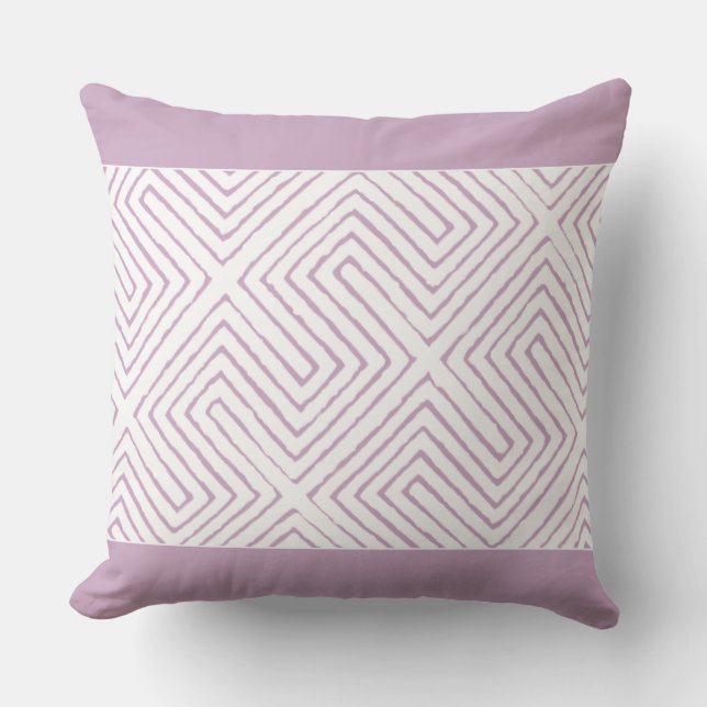 Lavender och White Afrika Maze Lera Trasa mönster Kudde (Framsida)