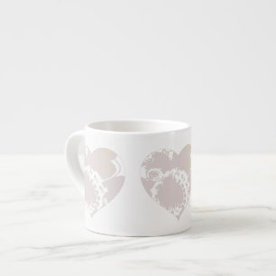 Lavender och White Blommigt Hearts Espresso Kopp Espressomugg