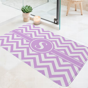 Lavender och White Chevron Monogram Badrumsmatta