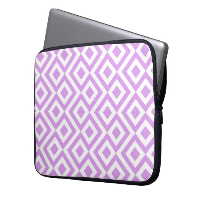 Lavender och White Meander Laptop Sleeve (Framsidan Vänster)