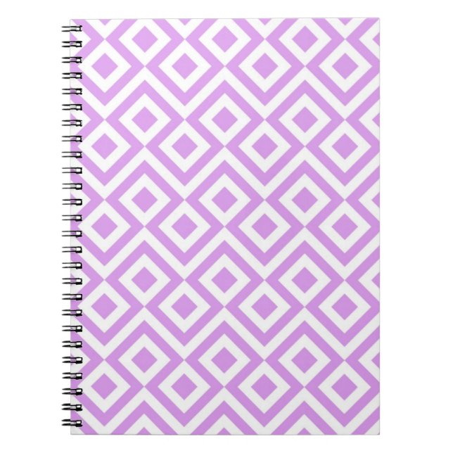 Lavender och White Meander Notebook Anteckningsbok (Framsidan)